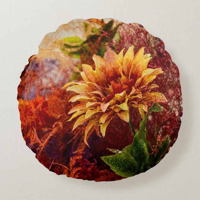 Flowers fulcolors cushion pillow rond kussen (Voorkant)