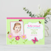 Flowers Garden Foto Birthday Party Kaart (Staand voorkant)