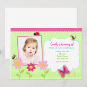 Flowers Garden Foto Birthday Party Kaart (Voorkant / Achterkant)