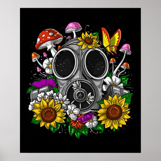 Flowers Gas Mask Poster (Voorkant)