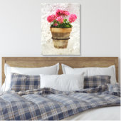 Flowers | Geranium In Flower in Pot Canvas Afdruk (Insitu (Slaapkamer))