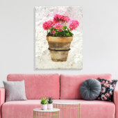 Flowers | Geranium In Flower in Pot Canvas Afdruk (Insitu (Woonkamer))