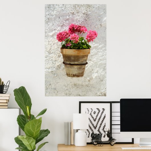 Flowers | Geranium In Flower in Pot Poster (Thuiskantoor)