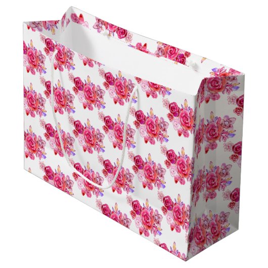 Flowers Gift Bag Rozen Groot Cadeauzakje (Voorkant Gekanteld)