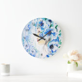 Flowers Girl Wall Clock - Blue Fantasy - Painting Grote Klok (Huis)