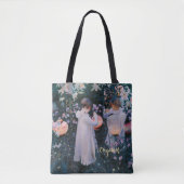 Flowers Girls Lantern  Art Gold Monogramed Tote Bag (Voorkant)