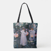 Flowers Girls Lantern  Art Gold Monogramed Tote Bag (Achterkant)