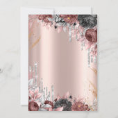 Flowers Glitter Drips Roos Gold 50e verjaardag Kaart (Achterkant)