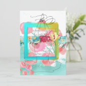 ** Flowers Glitter Modern Abstracte Mint Invitati Kaart (Staand voorkant)