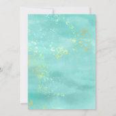 ** Flowers Glitter Modern Abstracte Mint Invitati Kaart (Achterkant)