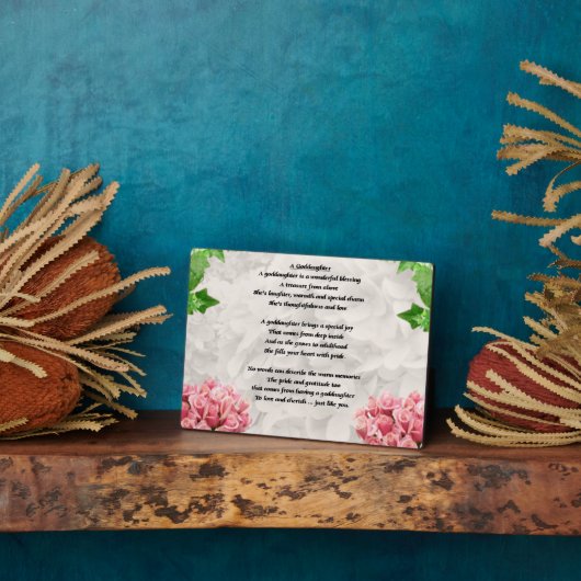 Flowers Goddochter Poem Plaque Fotoplaat (Zijkant)