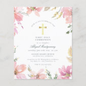 Flowers & Gold Cross First Heilige Community Budge (Voorkant)