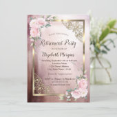 Flowers Gold Lijst Retirement Kaart (Staand voorkant)