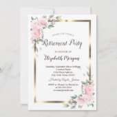 Flowers Gold Lijst Retirement Party Kaart (Voorkant)