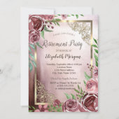 Flowers Gold Lijst Retirement Uitnodiging (Voorkant)