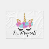 Flowers Gold Magical Unicorn Girls Fleece Deken (Voorkant (Horizontaal))