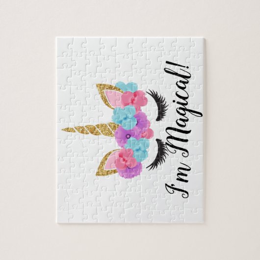 Flowers Gold Magical Unicorn Girls Legpuzzel (Verticaal)