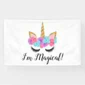 Flowers Gold Magical Unicorn Girls Spandoek (Horizontaal)
