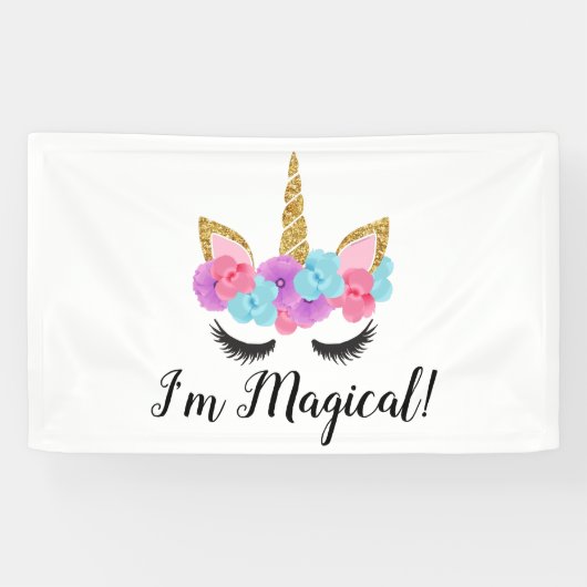 Flowers Gold Magical Unicorn Girls Spandoek (Horizontaal)