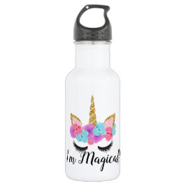 Flowers Gold Magical Unicorn Girls Waterfles