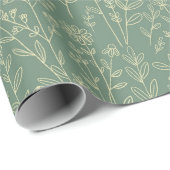 Flowers Green Botanical Gift Cadeaupapier (Rol Hoek)