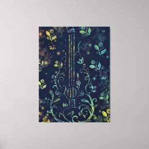 Flowers Guitar Art Canvas Print - Schilderen