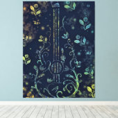Flowers Guitar Art Canvas Print - Schilderen (Insitu (Houten vloer))