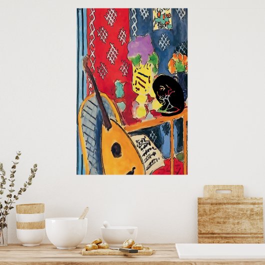 Flowers Guitar & Black Cat Poster (Keuken)