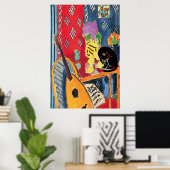 Flowers Guitar & Black Cat Poster (Thuiskantoor)