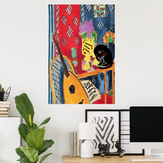 Flowers Guitar & Black Cat Poster (Thuiskantoor)