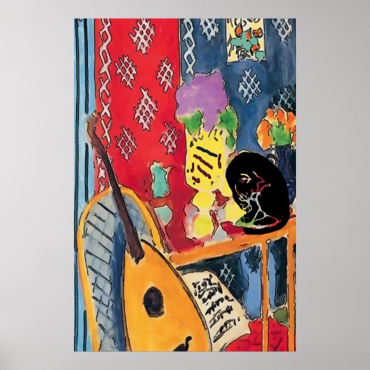 Flowers Guitar & Black Cat Poster (Voorkant)
