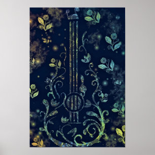 Flowers Guitar Poster Painting