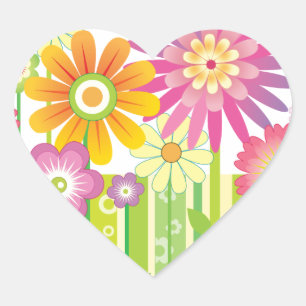 Flowers Happy Hart Sticker