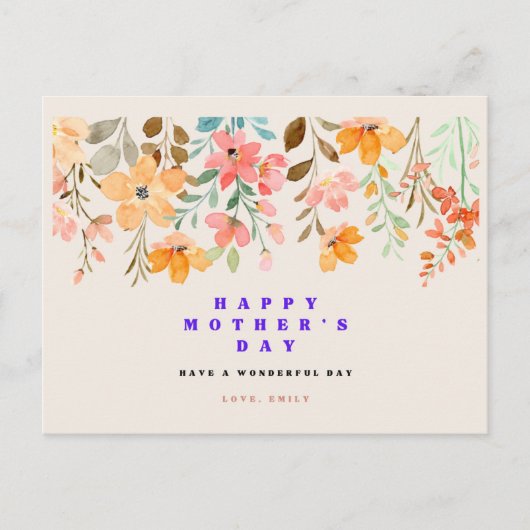 Flowers Happy Mothers Day Wenskaart Feestdagenkaart (Voorkant)