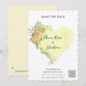 *~* Flowers Heart AR6 QR - WEDDING BEWAREN DE DATU Kaart (Voorkant / Achterkant)