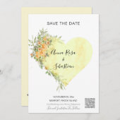 *~* Flowers Heart AR6 QR WEDDING BEWAREN DE DATUM Kaart (Voorkant / Achterkant)