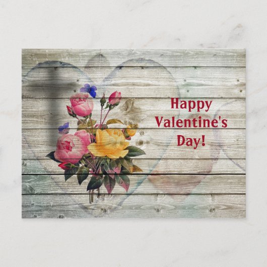 Flowers Heart Valentijnsdag Briefkaart (Voorkant)