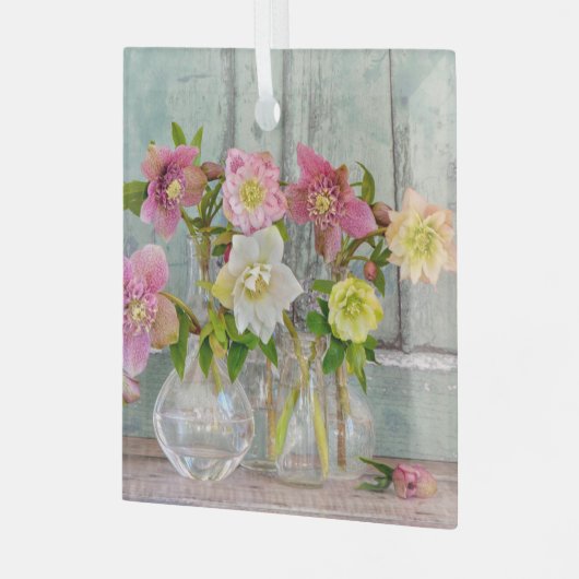 Flowers | Hellebores in Vases Glas Ornament (Voorkant links)