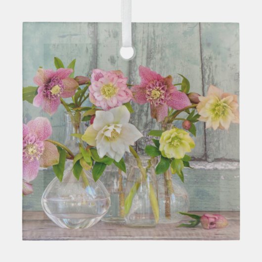 Flowers | Hellebores in Vases Glas Ornament (Voorkant)