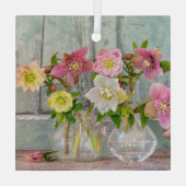 Flowers | Hellebores in Vases Glas Ornament (Achterkant)