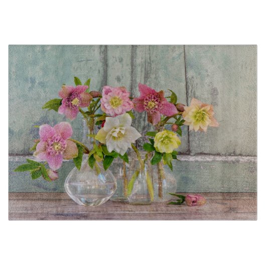 Flowers | Hellebores in Vases Snijplank (Voorkant)
