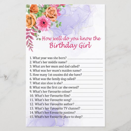 Flowers Hoe goed ken je het verjaardagsmeisje? (Voorkant)