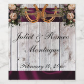 Flowers & Horseshoes, Purple Ribbon Wijn Etiket (Enkel label)
