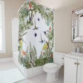 Flowers Hummingbird Birds Ferns Showgordijn Douchegordijn (In situ)