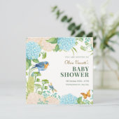 Flowers Hydrangea Bird Butterfly baby shower Kaart (Staand voorkant)