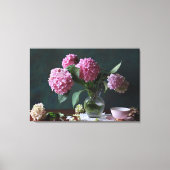 Flowers | Hydrangeas in Vase Canvas Afdruk (Voorkant)