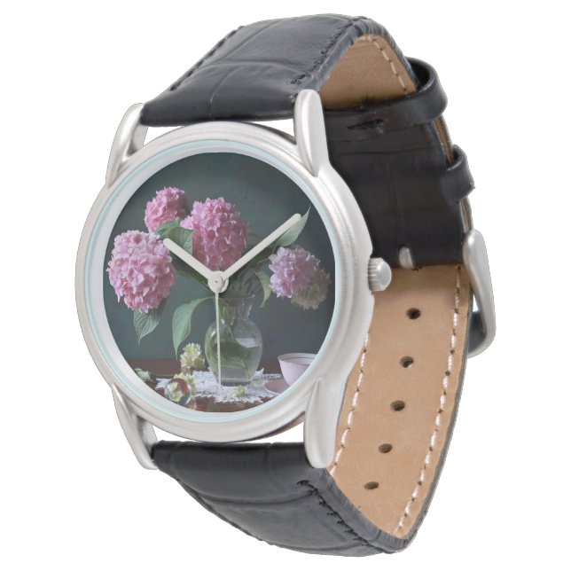 Flowers | Hydrangeas in Vase Horloge (Gekanteld)