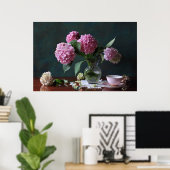 Flowers | Hydrangeas in Vase Poster (Thuiskantoor)