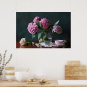 Flowers | Hydrangeas in Vase Poster (Keuken)