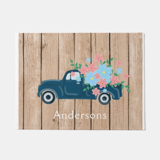 Flowers In A Pickup Truck Personalized Doormat Deurmat (Voorkant)